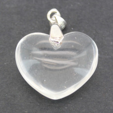 Small Heart (20 mm or 0.8") with Bail - Fused Clear Quartz