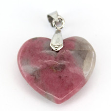 Small Heart with Bail - Rhodonite