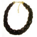 Braided Mesh Crystal Necklace with Lobster Claw clasp and 3 inch drop- Black