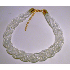 Braided Mesh Crystal Necklace with Lobster Claw clasp and 3 inch drop- Clear