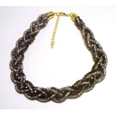 Braided Mesh Crystal Necklace with Lobster Claw clasp and 3 inch drop- Navy