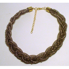 Braided Mesh Crystal Necklace with Lobster Claw clasp and 3 inch drop- Smoke