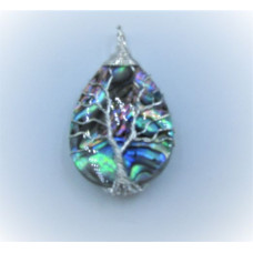 GP Teardrop - Abalone Teardrop Style With Tree Wire pendant - 1 inch 